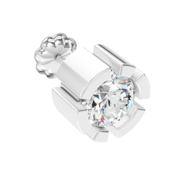 Edge Collection Stud 1 Carat Round - Silver