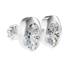 Timeless Sparkle Earrings 1 Carat Oval - Silver