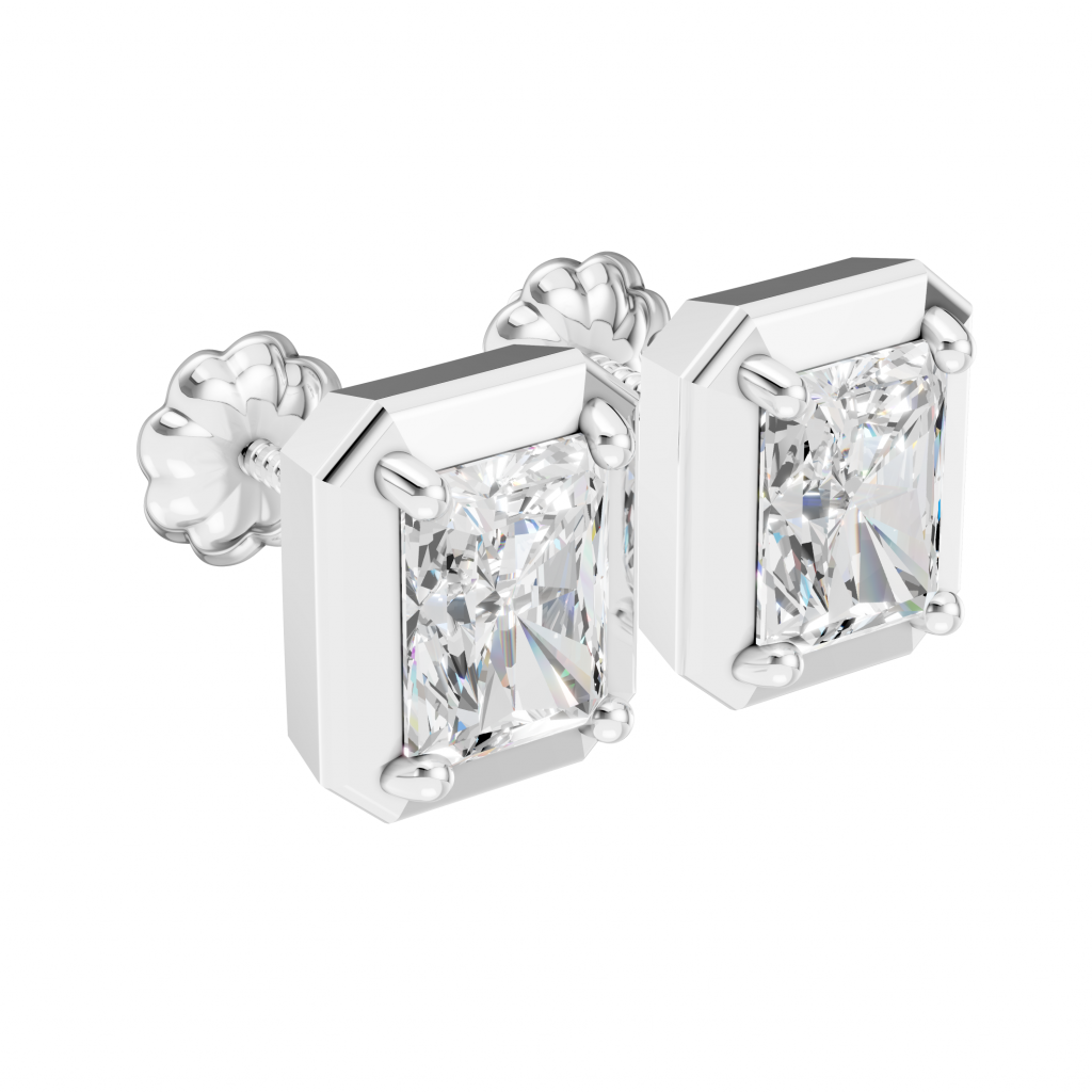 Refined Radiance Earrings 1 Carat Radiant - Silver