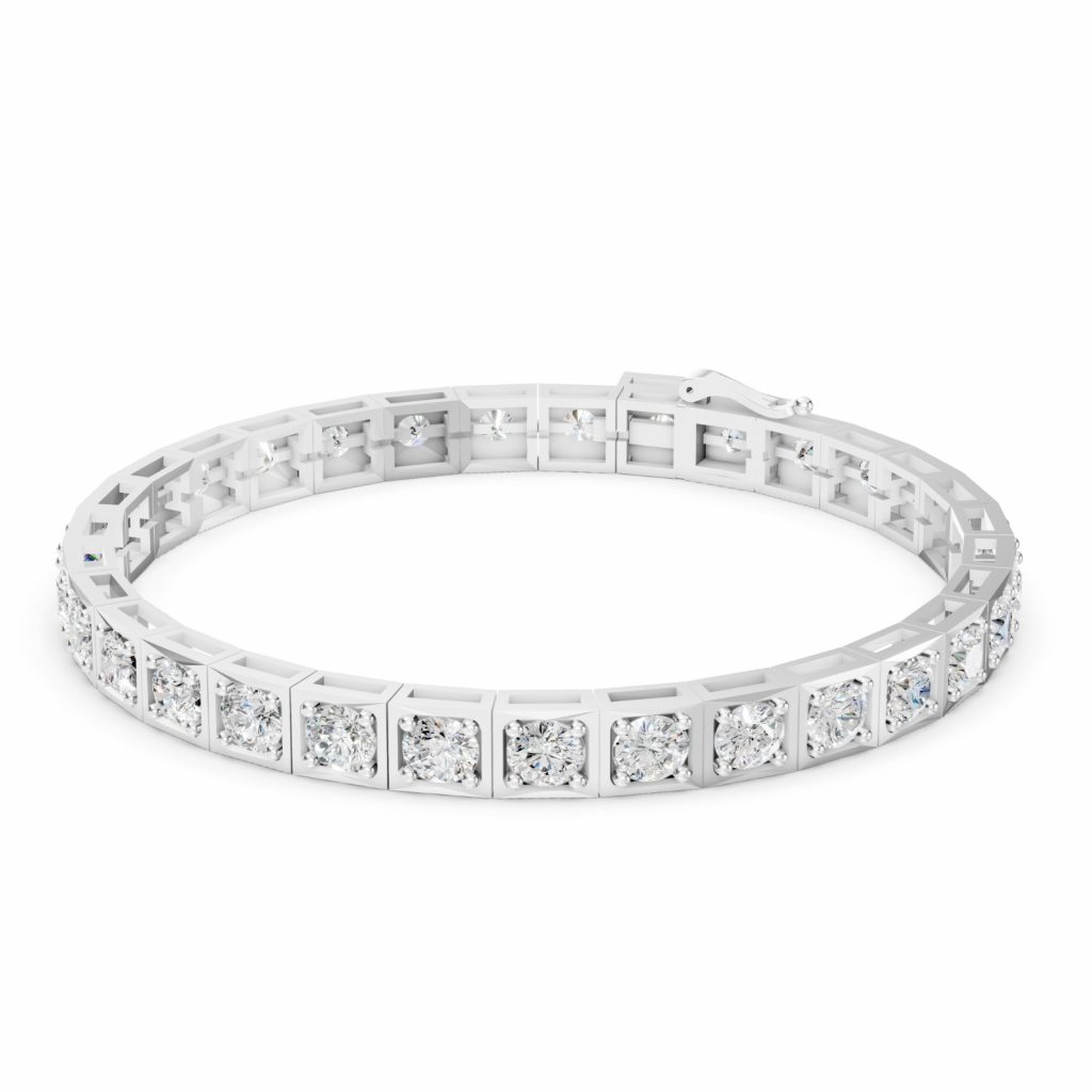 Sunlit Grace Tennis Bracelet Round - Silver