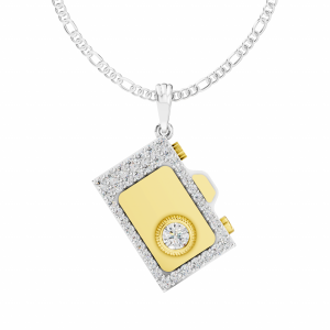 Diamond Lens Pendant Round - Silver