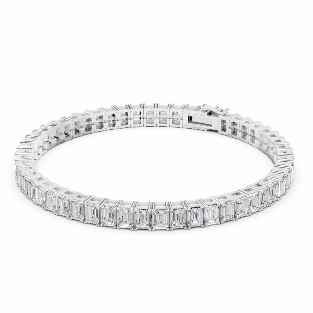 Ember Glow Tennis Bracelet Emerald - Silver