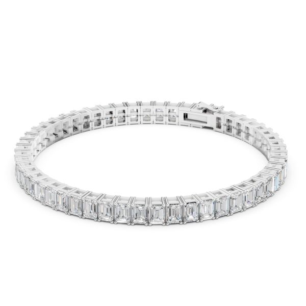 Ember Glow Tennis Bracelet Emerald - Silver