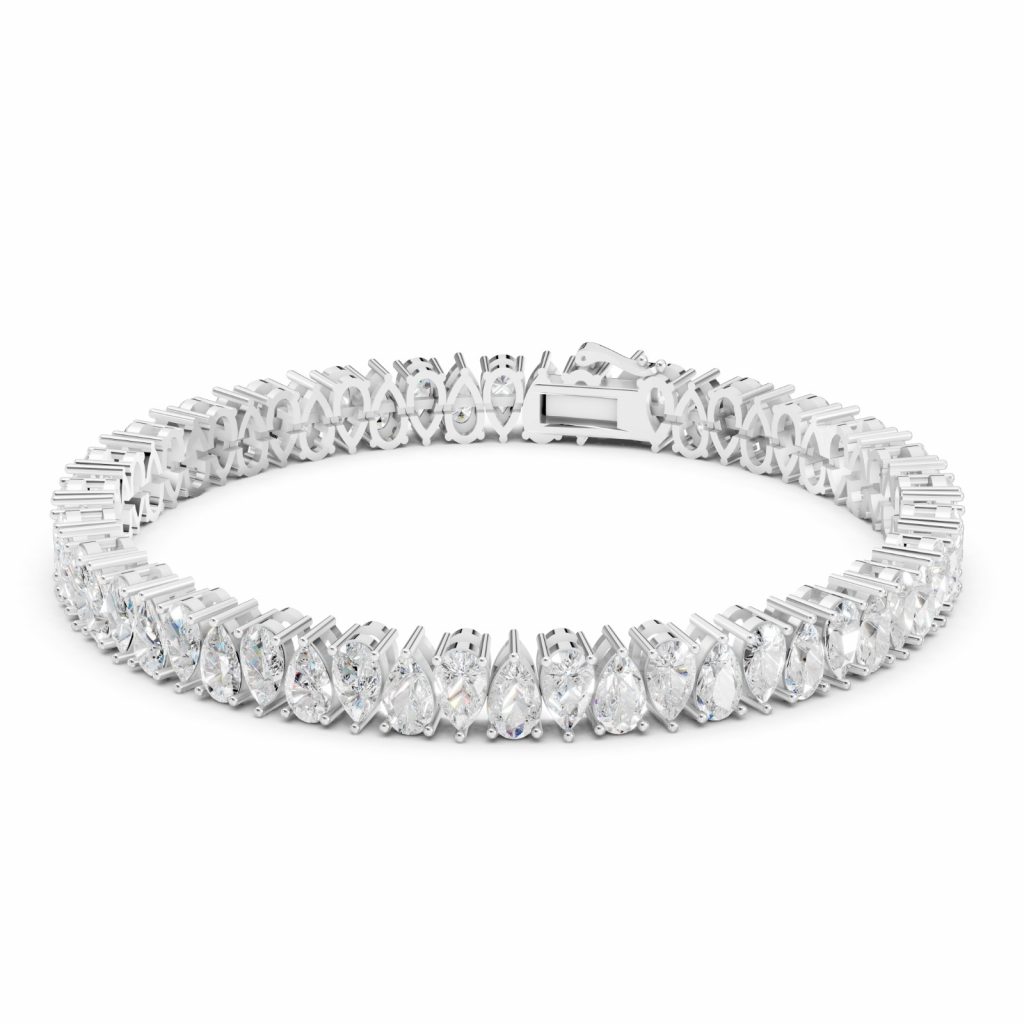 Diamond Raindrop Tennis Bracelet Pear - Silver