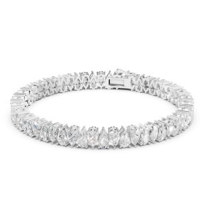 Diamond Raindrop Tennis Bracelet Pear - Silver