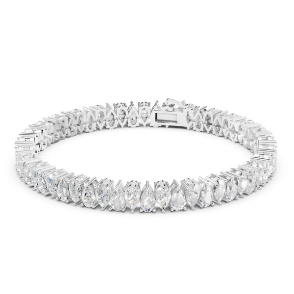 Diamond Raindrop Tennis Bracelet Pear - Silver