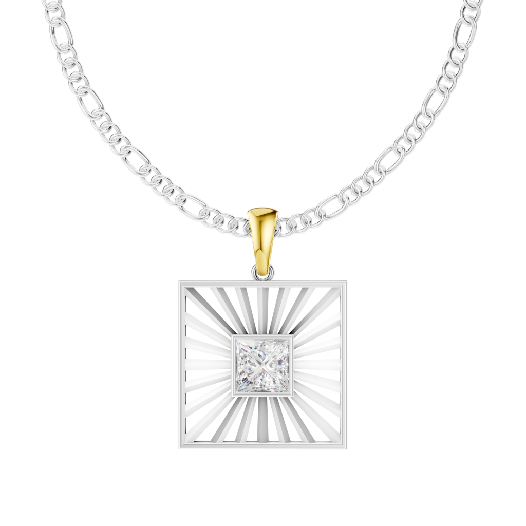Solar Flare Pendant 1 Carat Princess - Silver