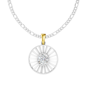 Solar Flare Pendant 1 Carat Round - Silver