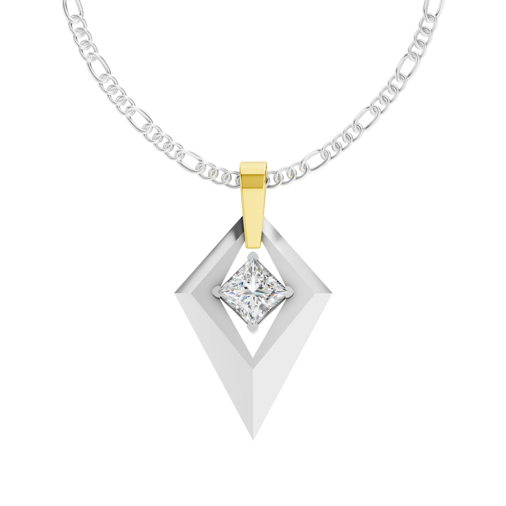 Diamond Spear Pendant 1 Carat Princess - Silver