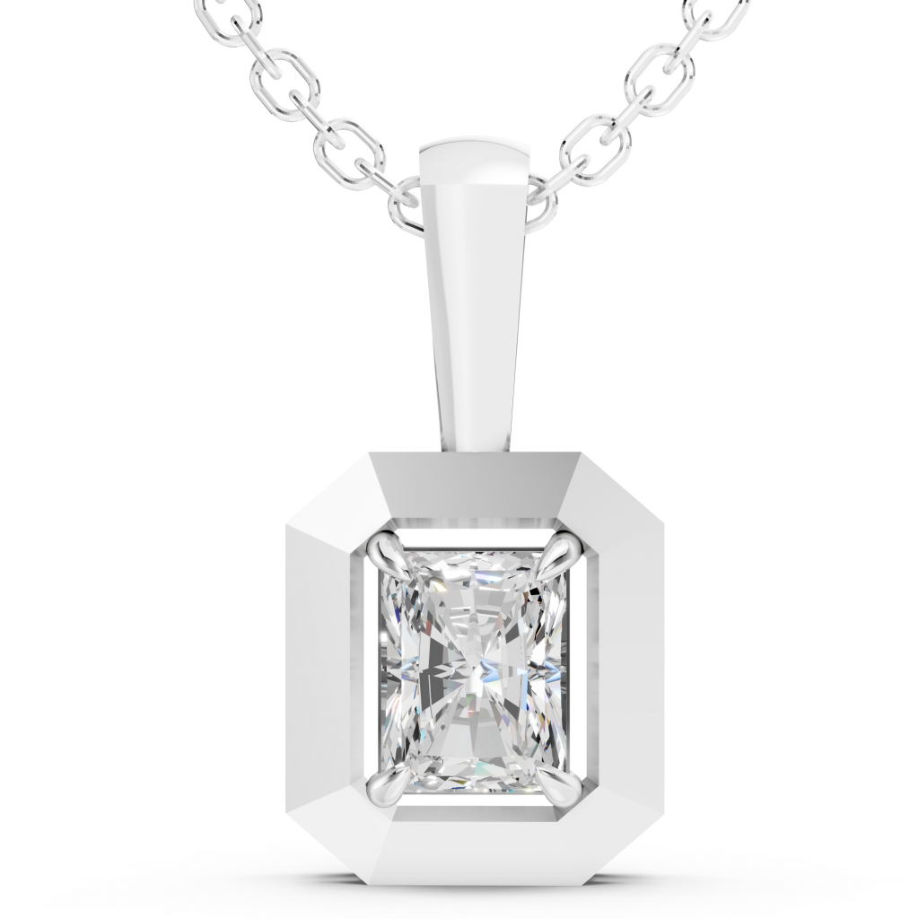Dazzle Berry Pendant 1 Carat Radiant - Silver