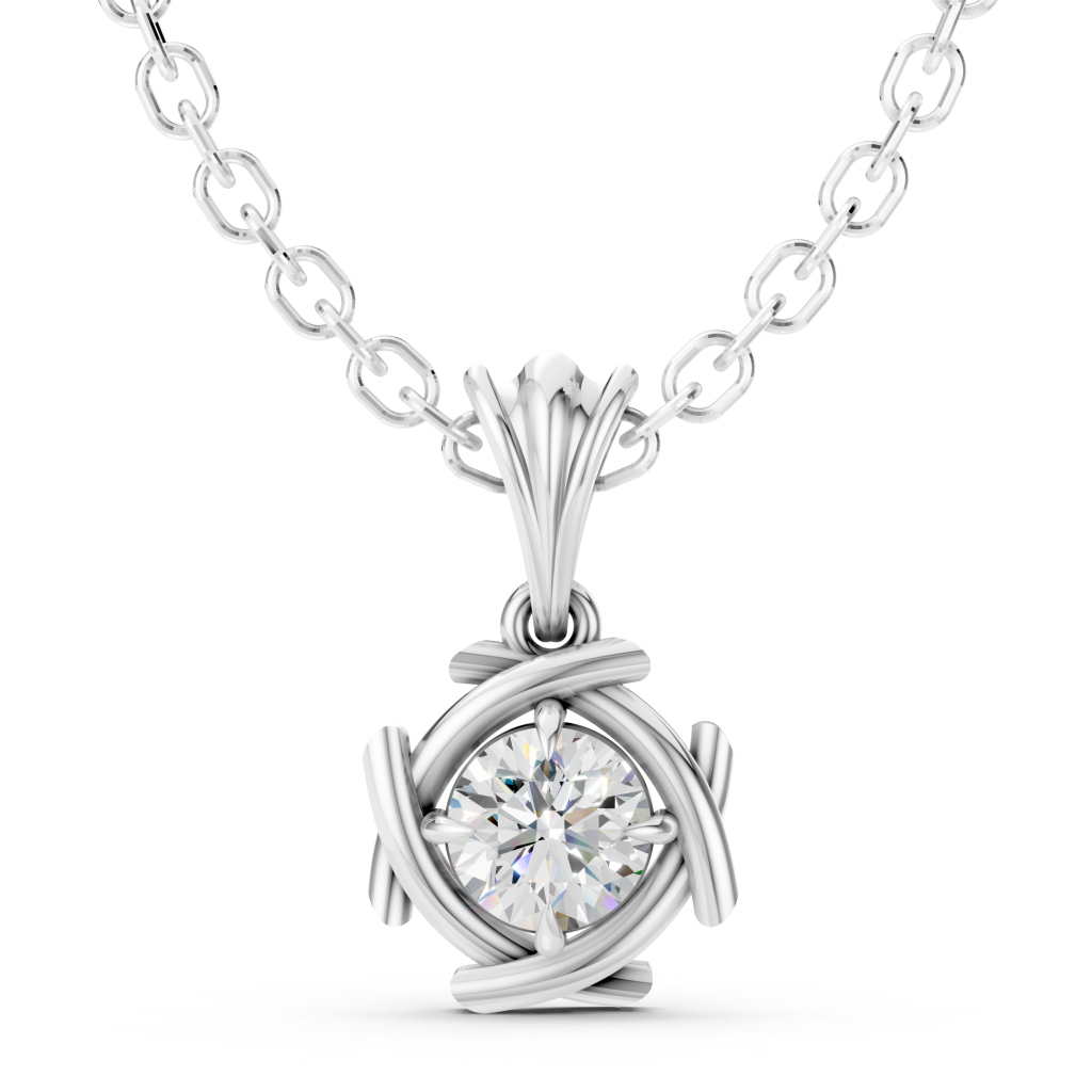 Stellar Arc Pendant 1 Carat Round - Silver