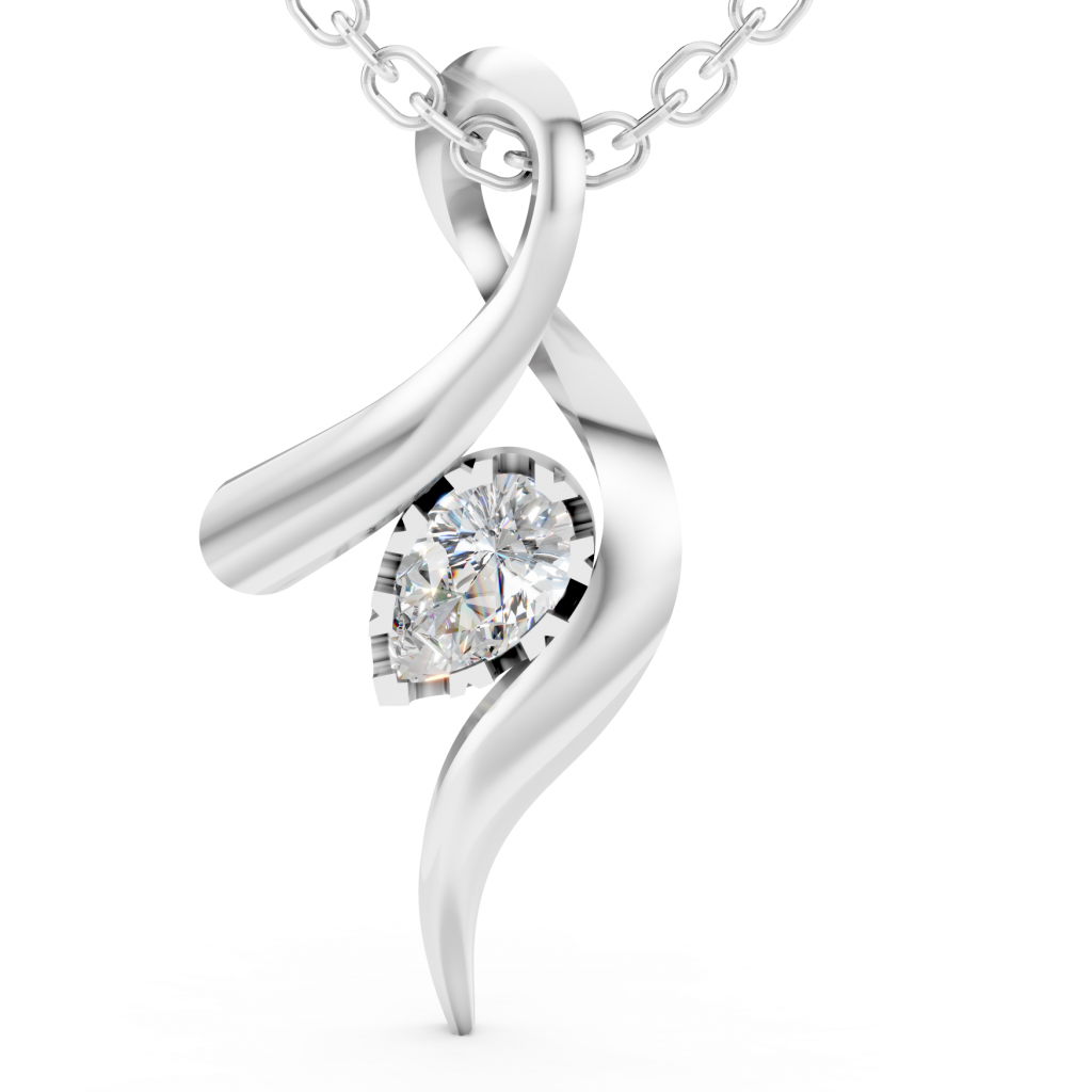 Twisted Love Pendant 1 Carat Pear - Silver