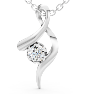 Twisted Love Pendant 1 Carat Round - Silver