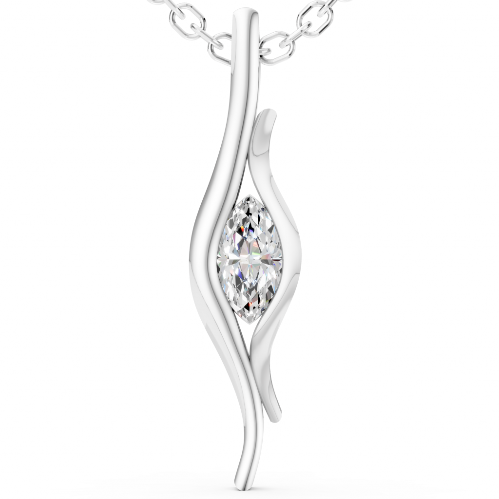 Amora Charm Pendant 1 Carat Marquise - Silver