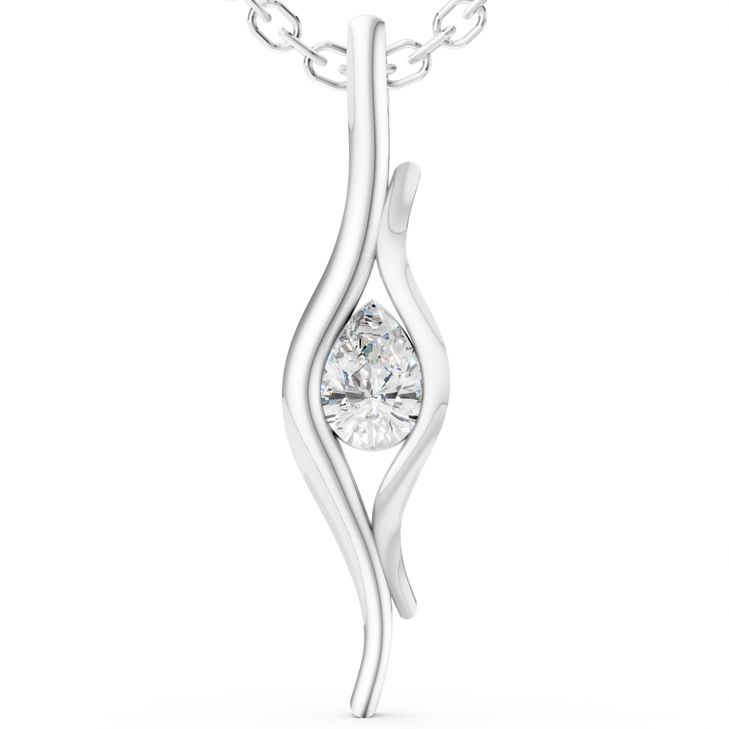 Amora Charm Pendant 1 Carat Pear - Silver
