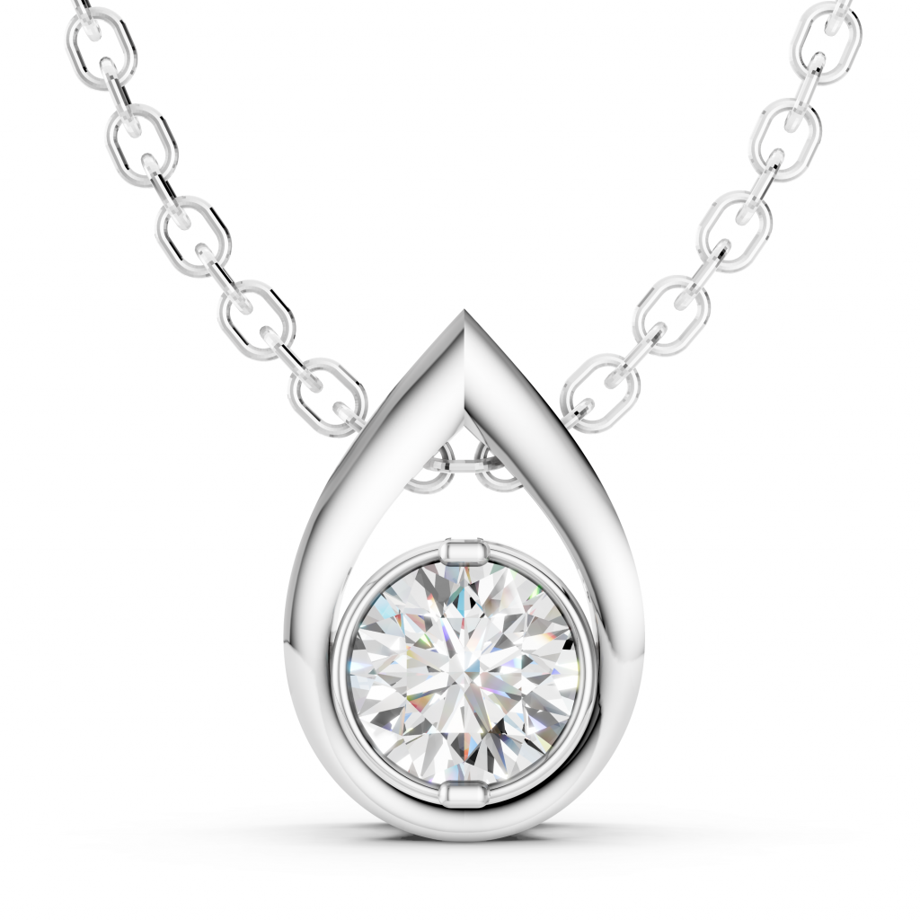Astrid Drop Pendant 1 Carat Round - Silver