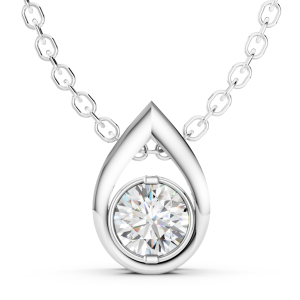Astrid Drop Pendant 1 Carat Round - Silver
