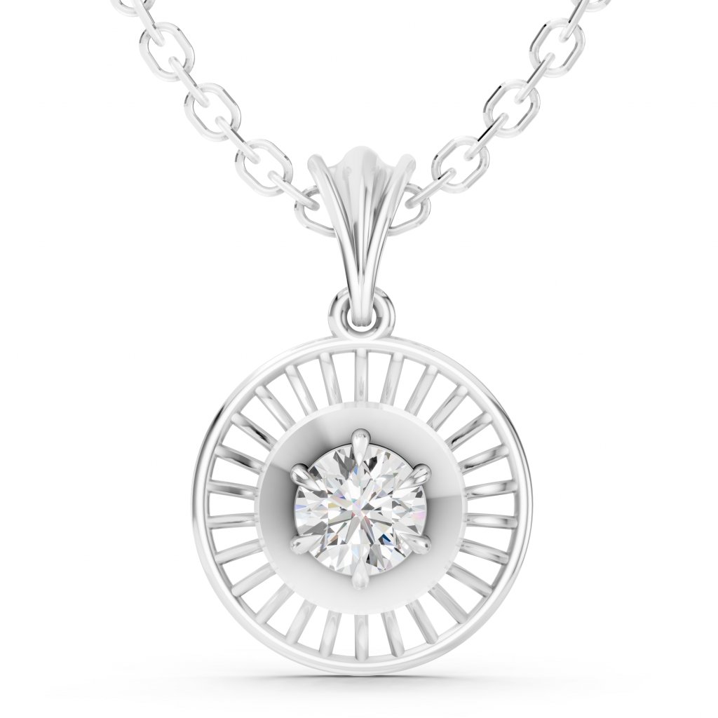 Divine Aura Pendant 1 Carat Round - Silver