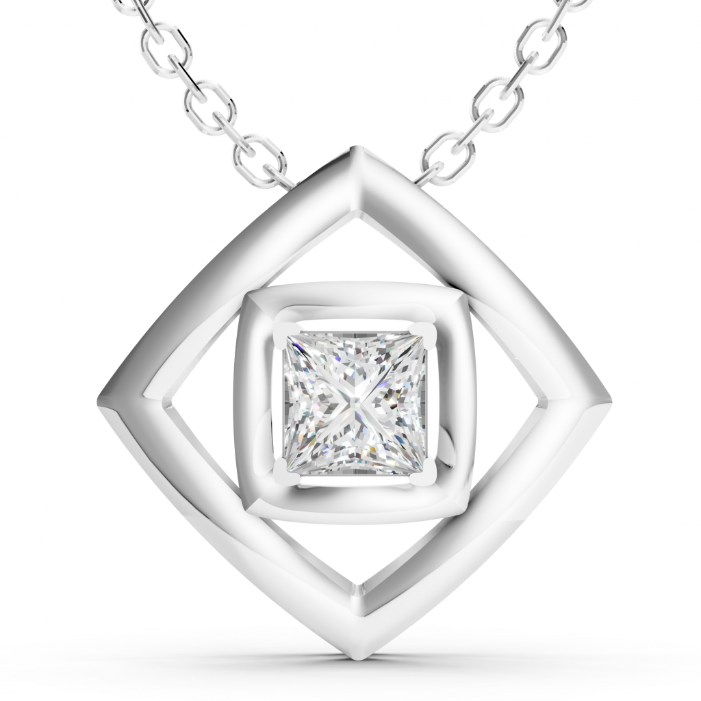 Aura Pendant 1 Carat Princess - Silver