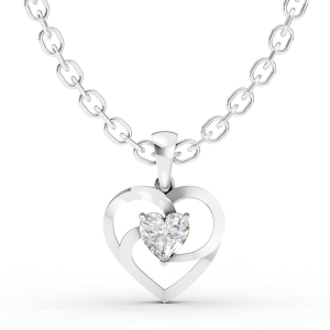 Edge of Love Pendant 1 Carat Heart - Silver