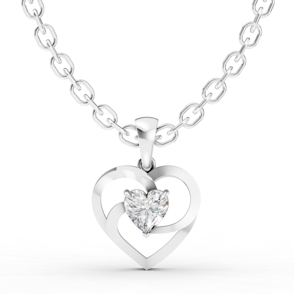 Edge of Love Pendant 1 Carat Heart - Silver