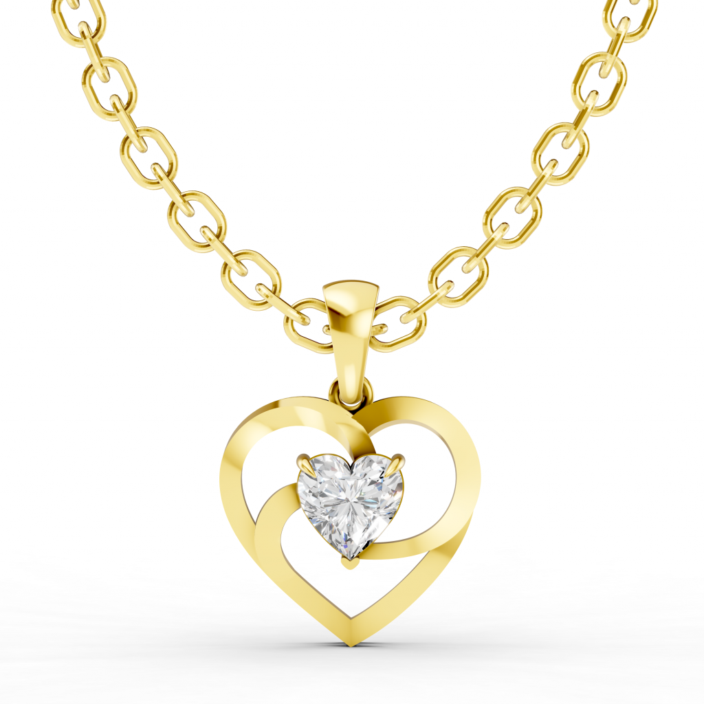 Edge of Love Pendant 1 Carat Heart