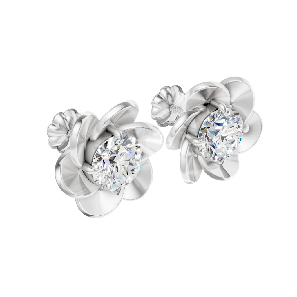 Flora Luxe Earrings 1.5 Carat Round - Silver