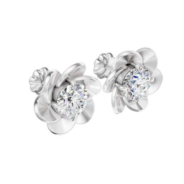 Flora Luxe Earrings 2 Carat Round - Silver