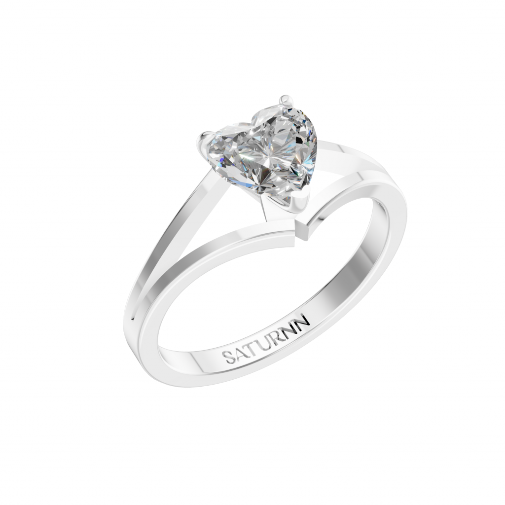 Crown Solitaire 1 Carat Heart - Silver