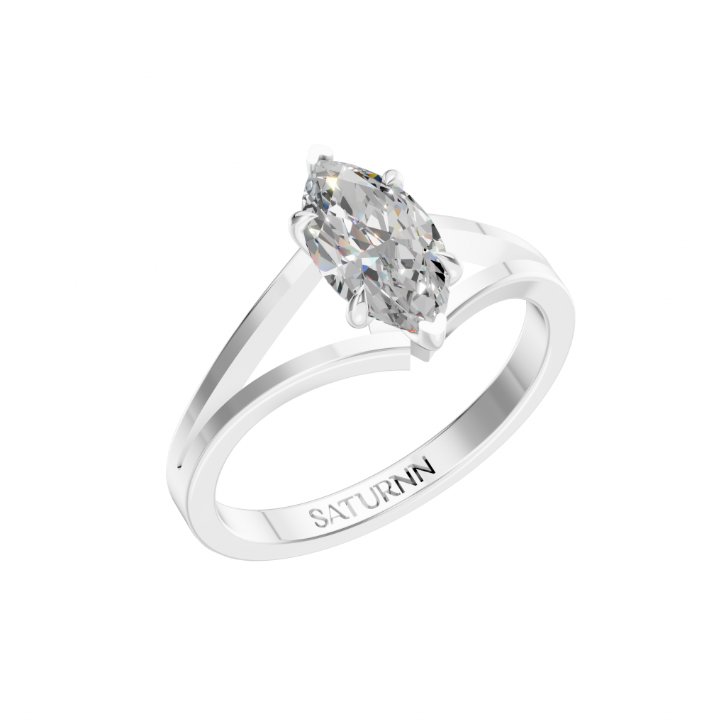 Crown Solitaire 1 Carat Marquise - Silver