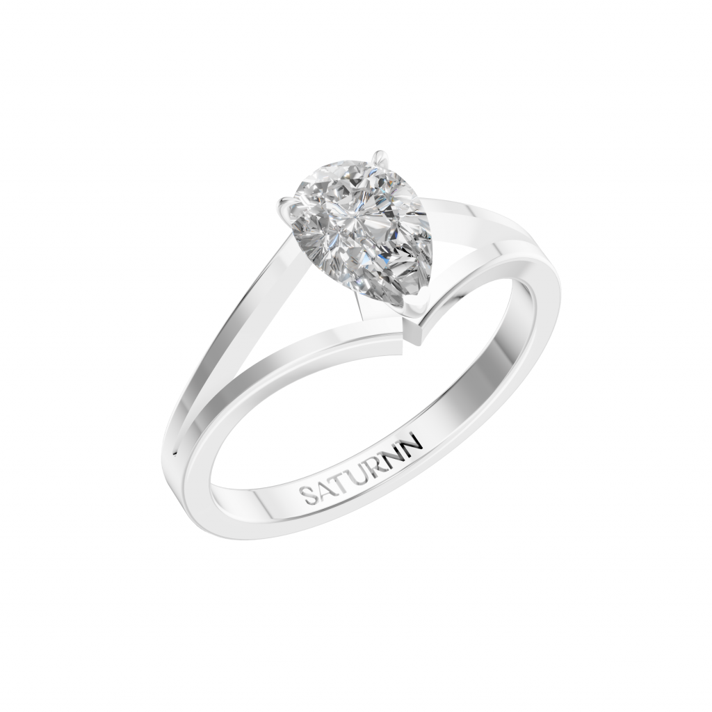 Crown Solitaire 1 Carat Pear - Silver