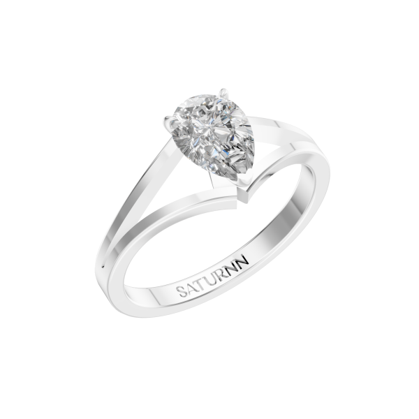 Crown Solitaire 1 Carat Pear - Silver