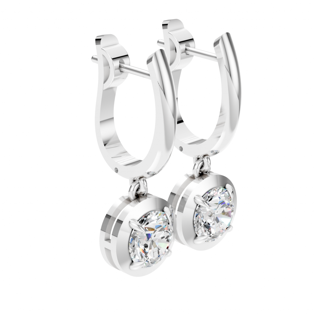 Twilight Drip Earrings 1 Carat Round - Silver