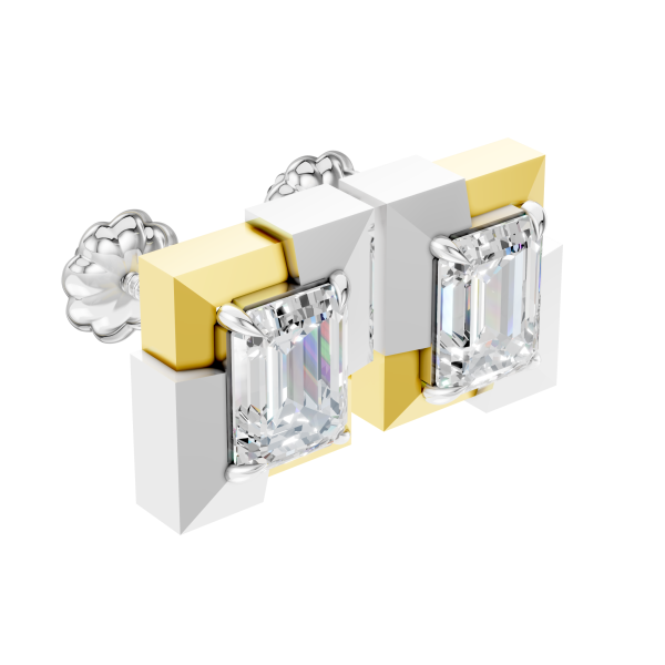 Spark Edge Earrings 1 Carat Emerald - Silver