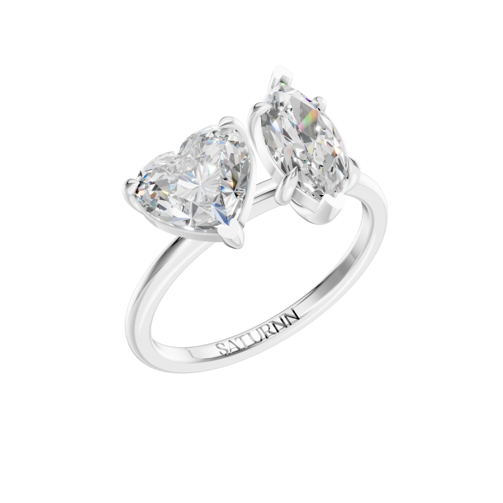 You & Me Ring Marquise/Heart - Silver