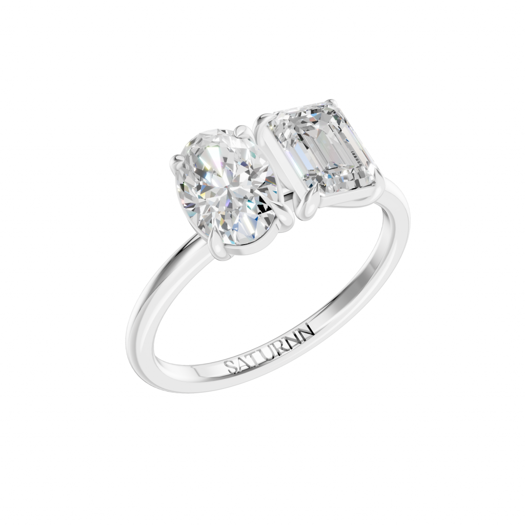 You & Me Ring Oval/Emerald - Silver