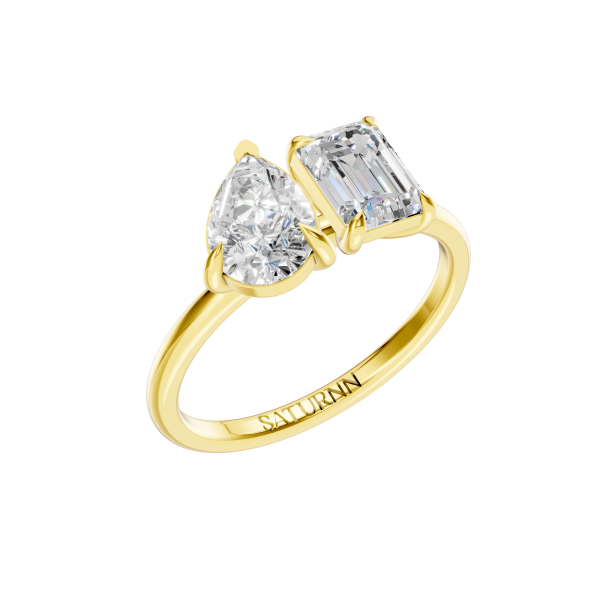 You & Me Ring Pear/Emerald - Silver