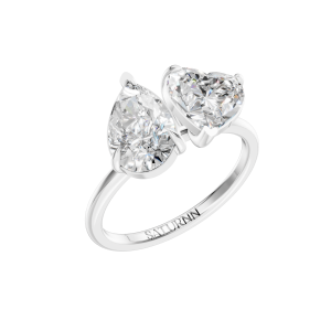 You & Me Ring Pear/Heart - Silver