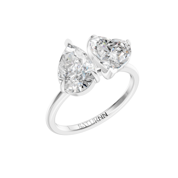 You & Me Ring Pear/Heart - Silver